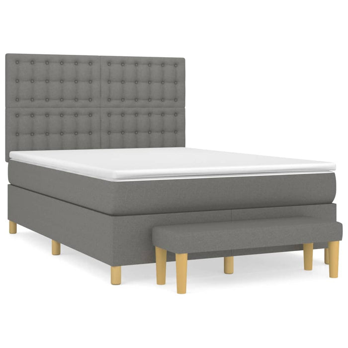 Pat box spring cu saltea, gri închis, 140x200 cm, textil - WALTI WALTI