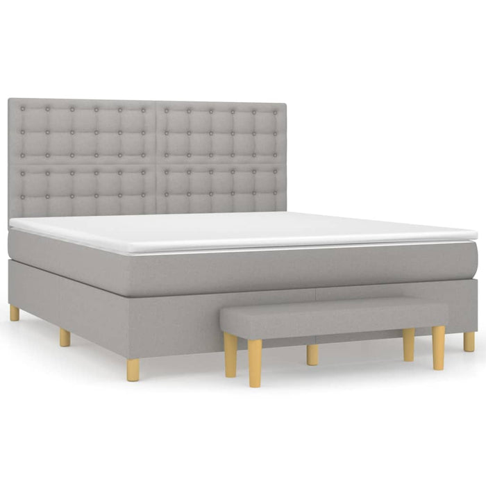 Pat continental cu saltea, gri deschis, 160x200 cm, textil WALTI