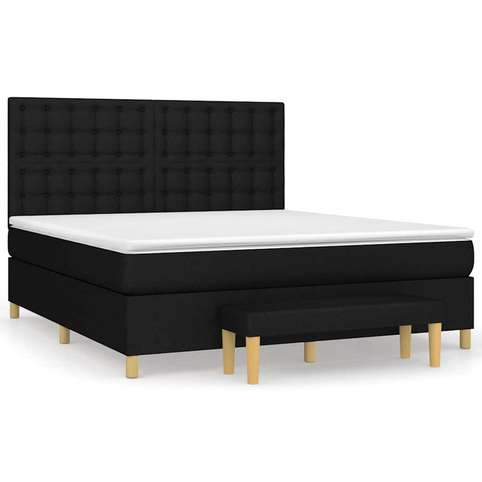 Pat box spring cu saltea, negru, 160x200 cm, textil - WALTI WALTI
