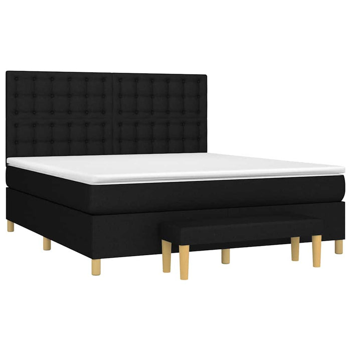 Pat box spring cu saltea, negru, 160x200 cm, textil - WALTI WALTI