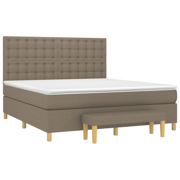 Pat box spring cu saltea, gri taupe, 160x200 cm material textil - WALTI WALTI