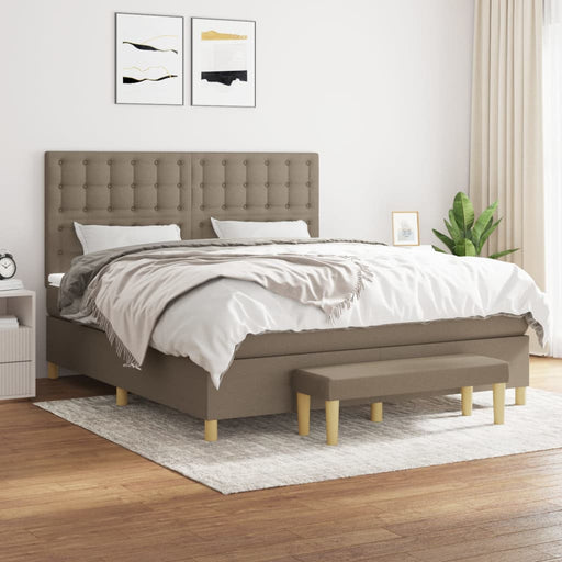 Pat box spring cu saltea, gri taupe, 160x200 cm material textil - WALTI WALTI