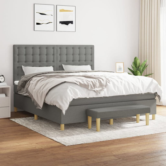 Pat box spring cu saltea, gri închis, 180x200 cm, textil - WALTI WALTI