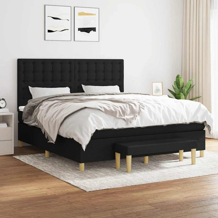 Pat box spring cu saltea, negru, 180x200 cm, catifea - WALTI WALTI