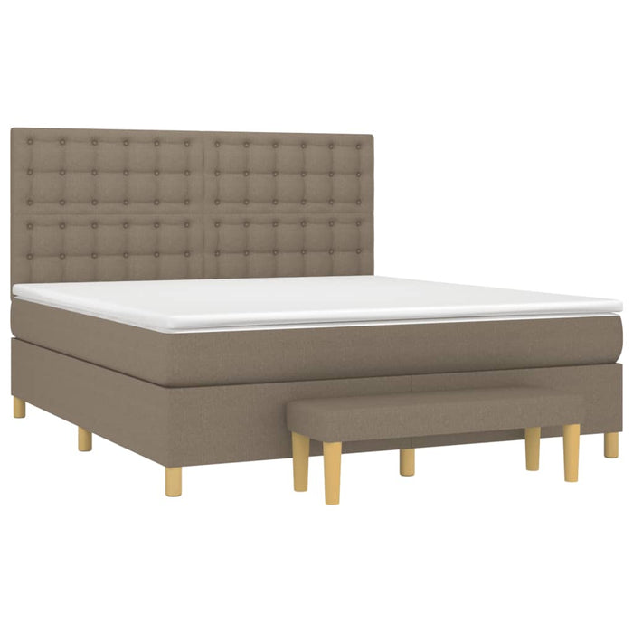 Pat continental cu saltea, gri taupe, 180x200 cm, textil - WALTI WALTI