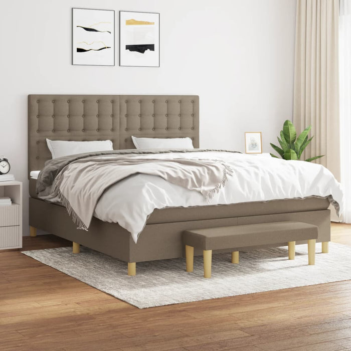 Pat continental cu saltea, gri taupe, 180x200 cm, textil - WALTI WALTI