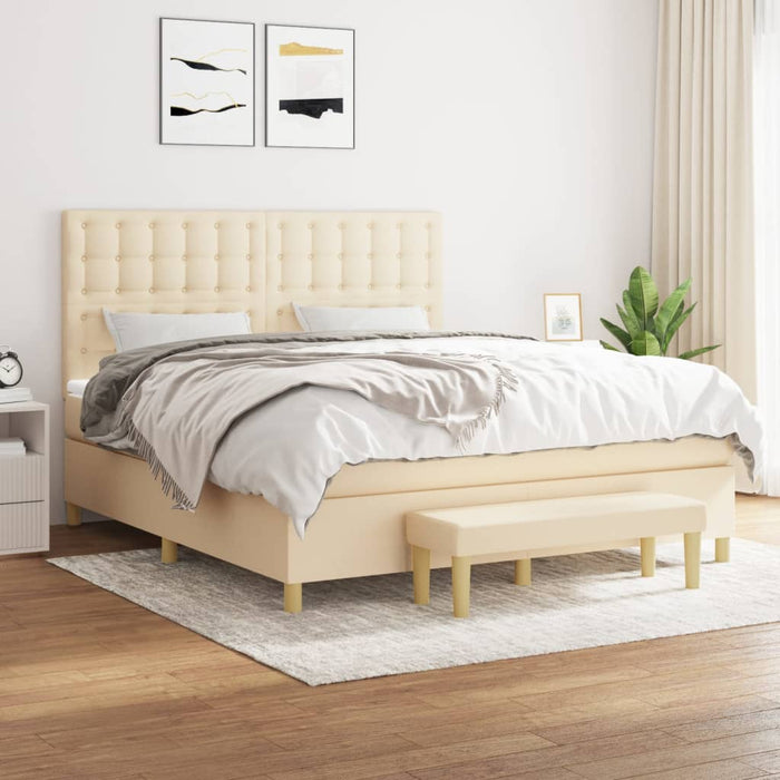 Pat continental cu saltea, crem, 180x200 cm, textil - WALTI WALTI