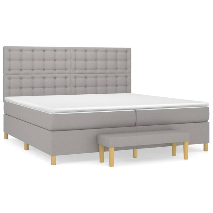 Pat box spring cu saltea, gri deschis, 200x200 cm, textil - WALTI WALTI