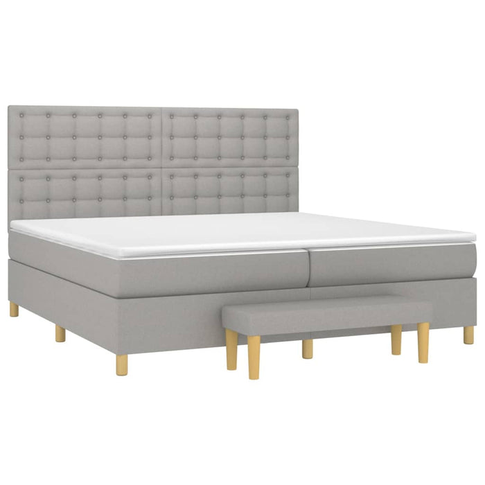 Pat box spring cu saltea, gri deschis, 200x200 cm, textil - WALTI WALTI