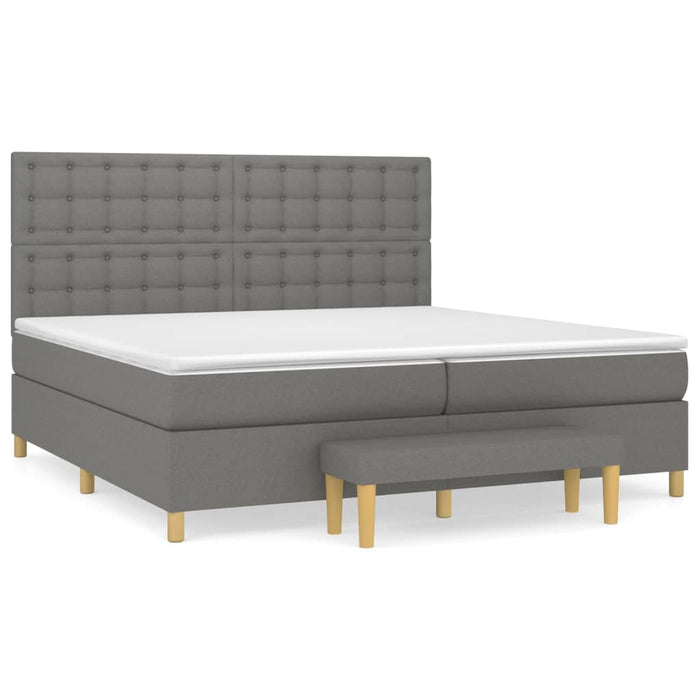 Pat box spring cu saltea, gri închis, 200x200 cm, textil - WALTI WALTI