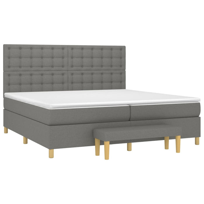 Pat box spring cu saltea, gri închis, 200x200 cm, textil - WALTI WALTI