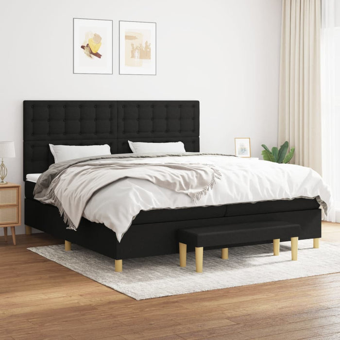 Pat box spring cu saltea, negru, 200x200 cm, textil - WALTI WALTI