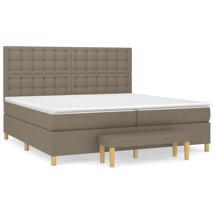 Pat box spring cu saltea, gri taupe, 200x200 cm, textil - WALTI WALTI