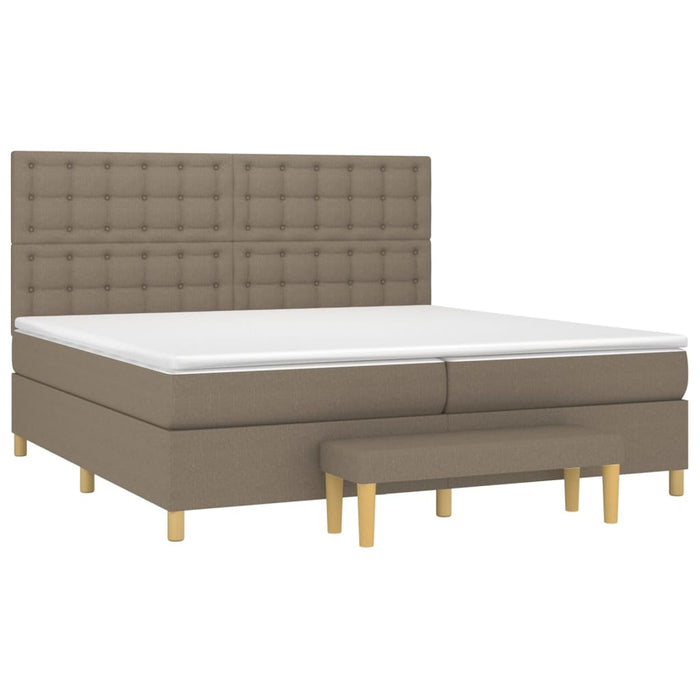 Pat box spring cu saltea, gri taupe, 200x200 cm, textil - WALTI WALTI
