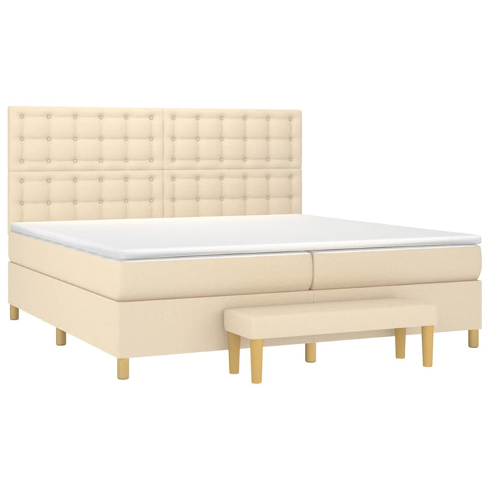 Pat box spring cu saltea, crem, 200x200 cm, textil - WALTI WALTI