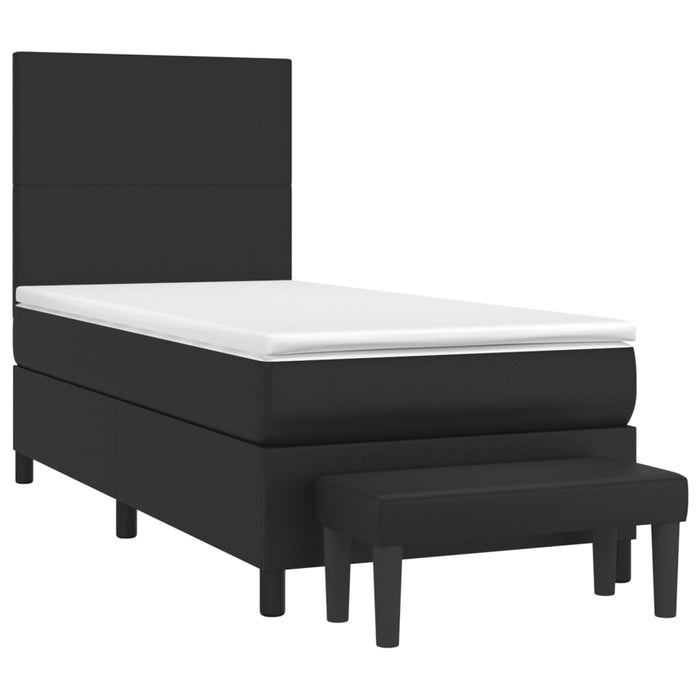 Pat continental cu saltea, negru, 80x200 cm, piele ecologică WALTI