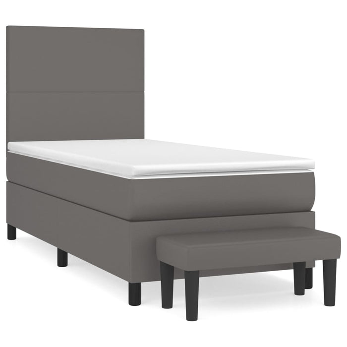 Pat box spring cu saltea, gri, 90x190 cm, piele ecologică - WALTI WALTI