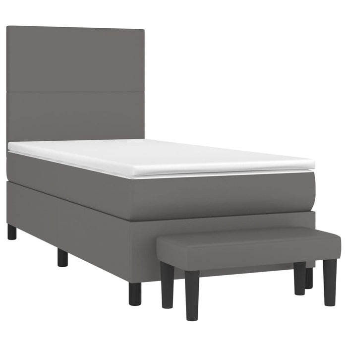 Pat box spring cu saltea, gri, 90x190 cm, piele ecologică - WALTI WALTI