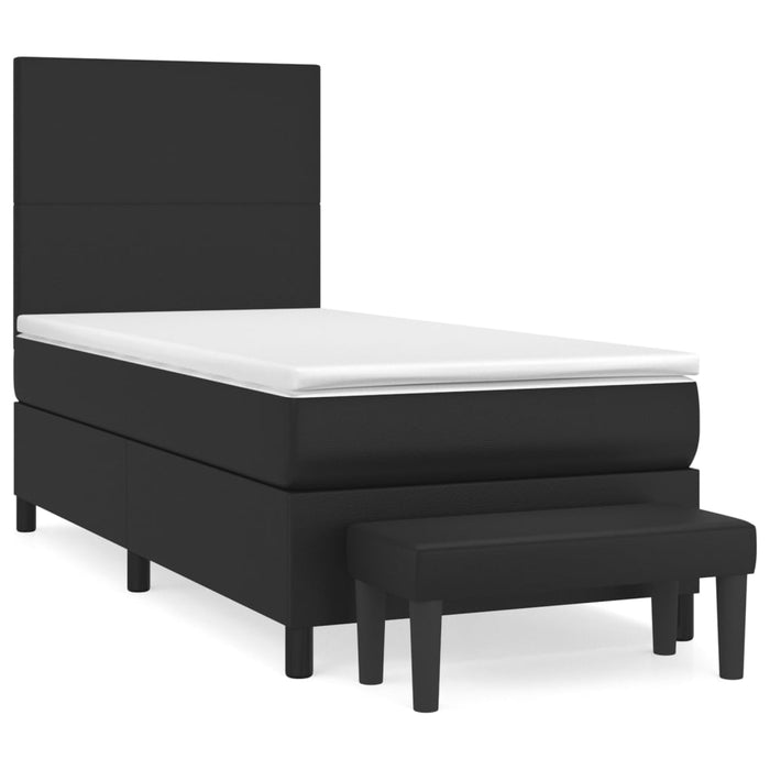 Pat box spring cu saltea, negru, 90x200 cm, piele ecologică - WALTI WALTI