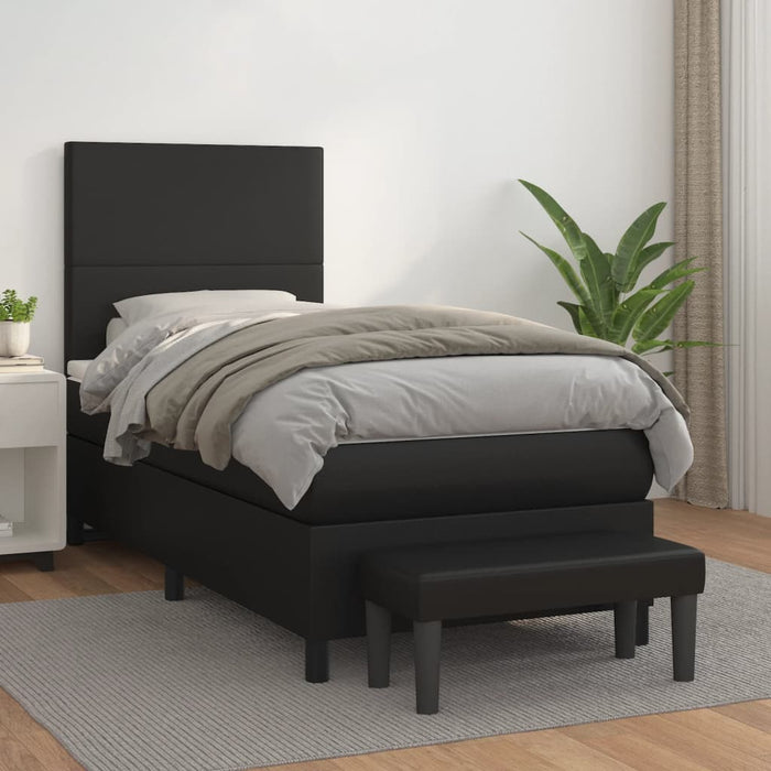 Pat box spring cu saltea, negru, 90x200 cm, piele ecologică - WALTI WALTI