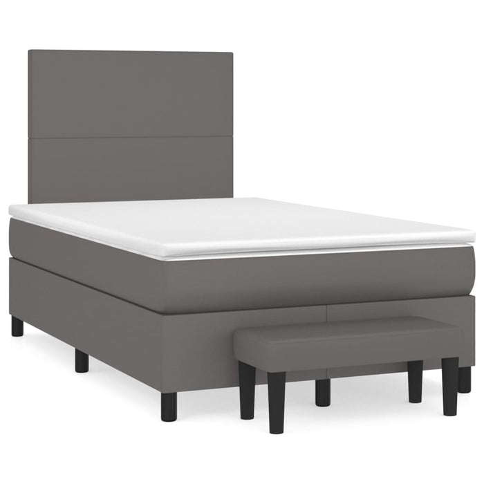 Pat box spring cu saltea, gri, 120x200 cm, piele ecologică - WALTI WALTI
