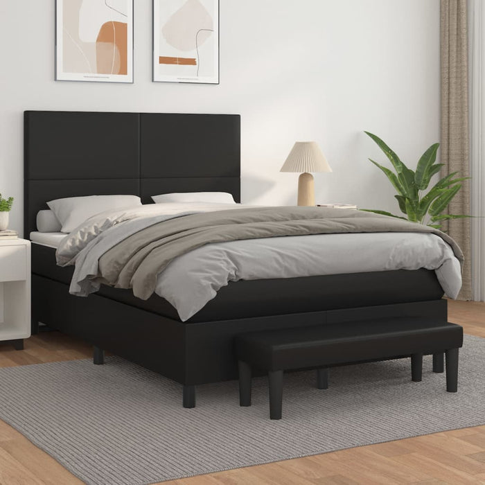 Pat box spring cu saltea, negru, 140x190 cm, piele ecologică - WALTI WALTI