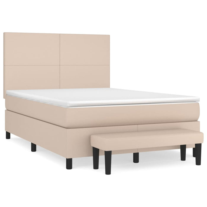 Pat box spring cu saltea, cappuccino, 140x200cm piele ecologică - WALTI WALTI