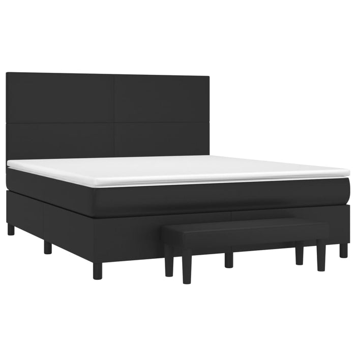 Pat box spring cu saltea, negru, 160x200 cm, piele ecologică WALTI