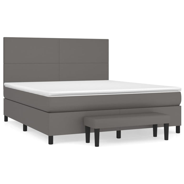 Pat box spring cu saltea, gri, 160x200 cm, piele ecologică - WALTI WALTI
