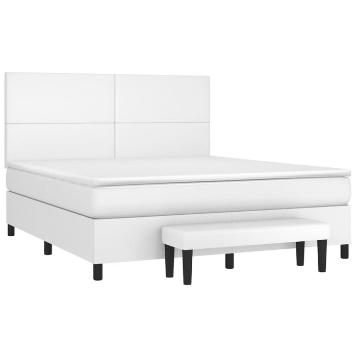 Pat box spring cu saltea, alb, 180x200 cm, piele ecologică - WALTI WALTI