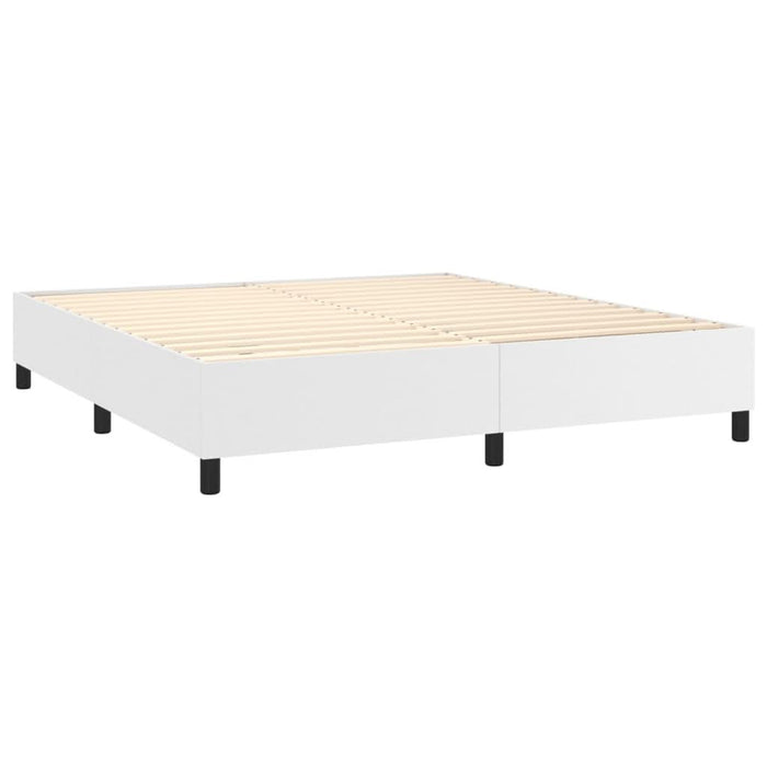 Pat box spring cu saltea, alb, 180x200 cm, piele ecologică - WALTI WALTI