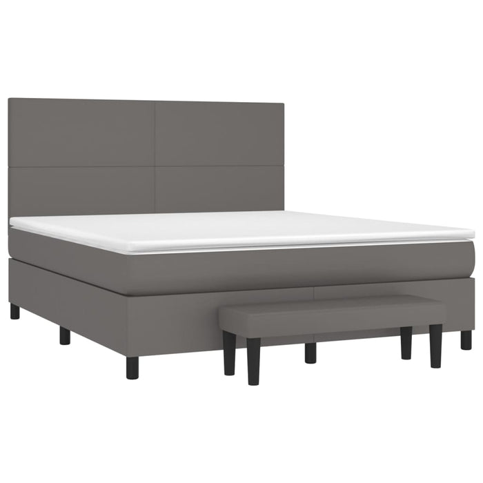Pat box spring cu saltea, gri, 180x200 cm, piele ecologică - WALTI WALTI