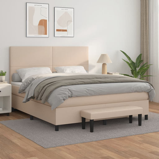 Pat box spring cu saltea, cappuccino, 180x200cm piele ecologică - WALTI WALTI