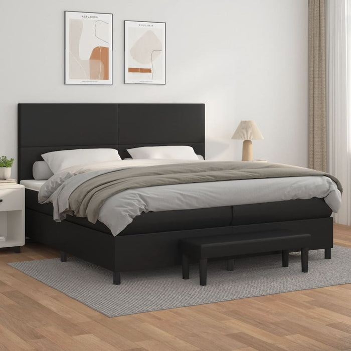 Pat box spring cu saltea, negru, 200x200 cm, piele ecologică - WALTI WALTI