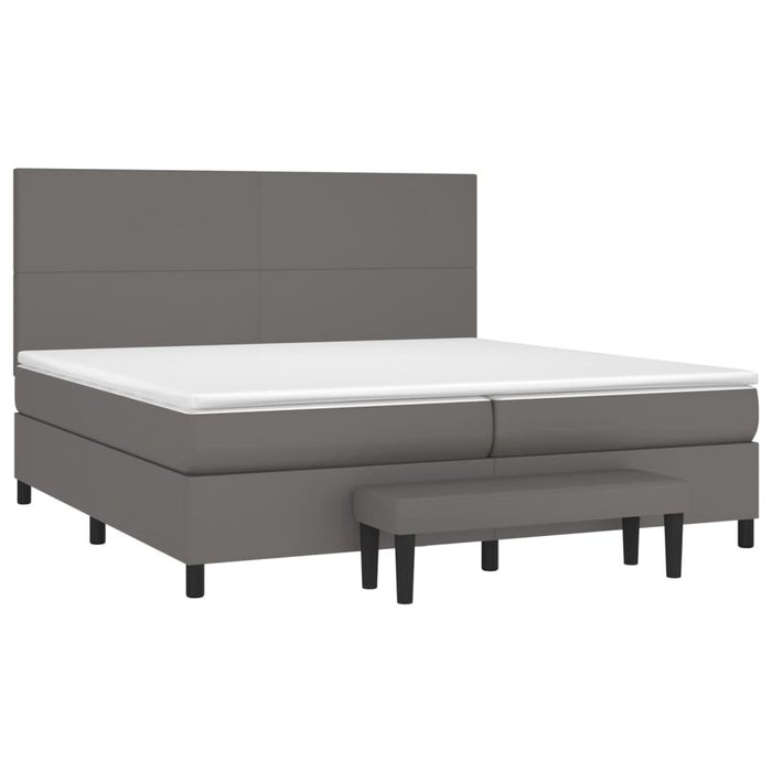 Pat box spring cu saltea, gri, 200x200 cm, piele ecologică - WALTI WALTI