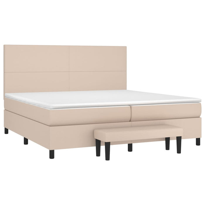 Pat continental cu saltea, cappuccino, 200x200 cm, piele eco - WALTI WALTI