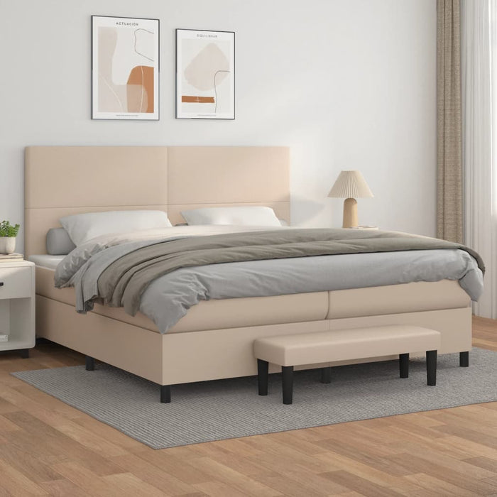 Pat continental cu saltea, cappuccino, 200x200 cm, piele eco - WALTI WALTI