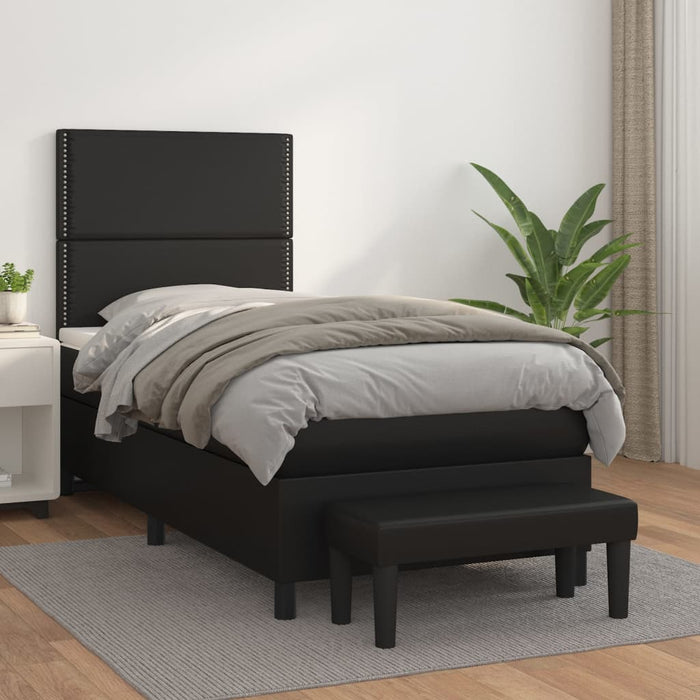 Pat box spring cu saltea, negru, 100x200 cm, piele ecologică - WALTI WALTI