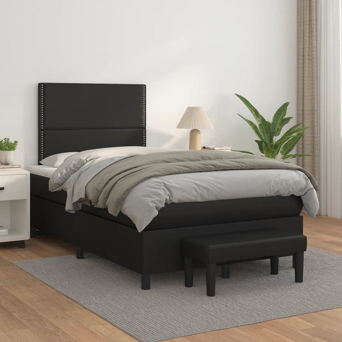 Pat continental cu saltea, negru, 120x200 cm, piele ecologică - WALTI WALTI