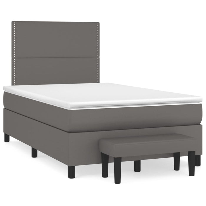 Pat box spring cu saltea, gri, 120x200 cm, piele ecologică - WALTI WALTI