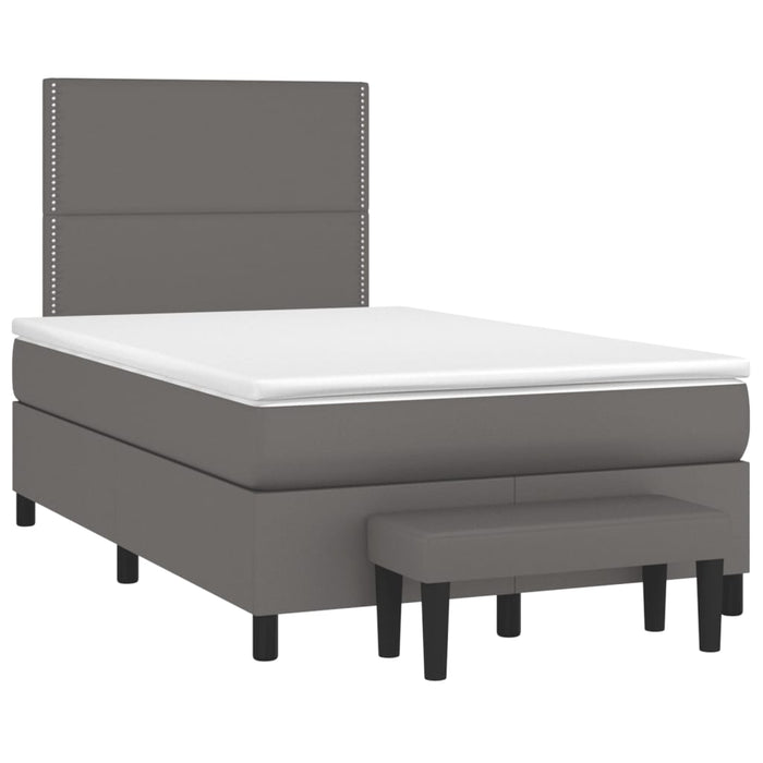 Pat box spring cu saltea, gri, 120x200 cm, piele ecologică - WALTI WALTI