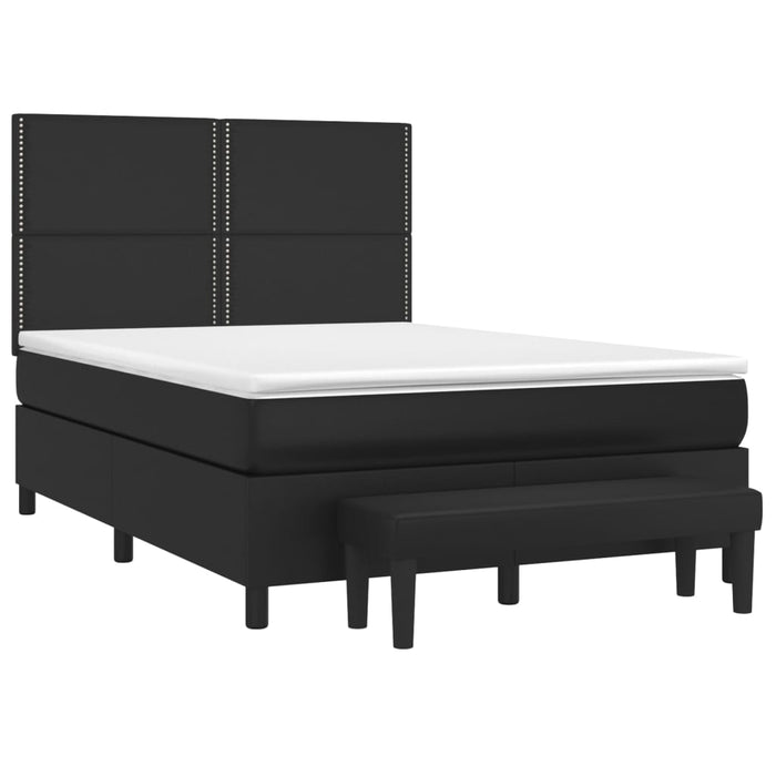 Pat box spring cu saltea, negru, 140x190 cm, piele ecologică - WALTI WALTI