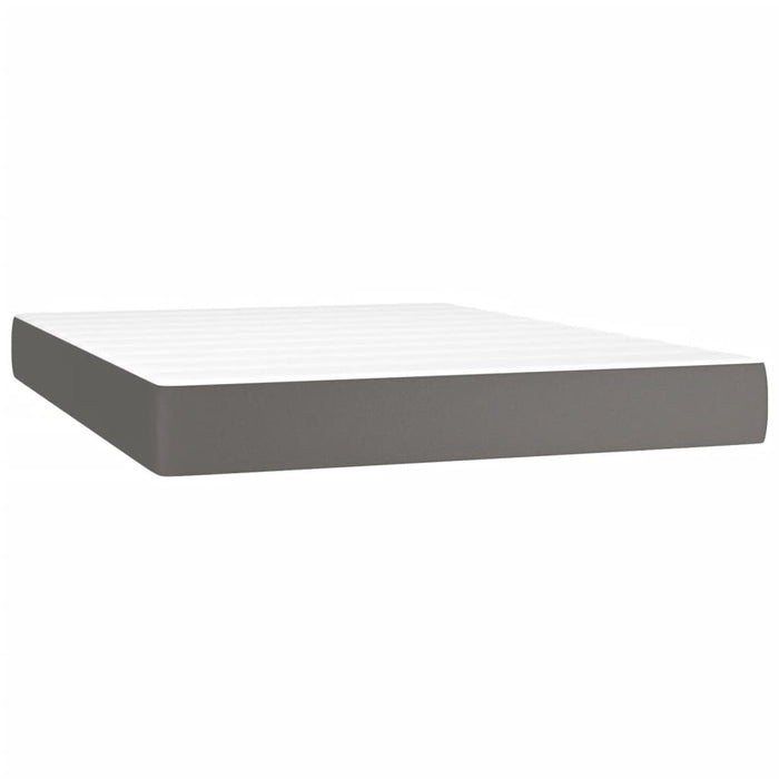 Pat box spring cu saltea, gri, 140x190 cm, piele ecologică - WALTI WALTI