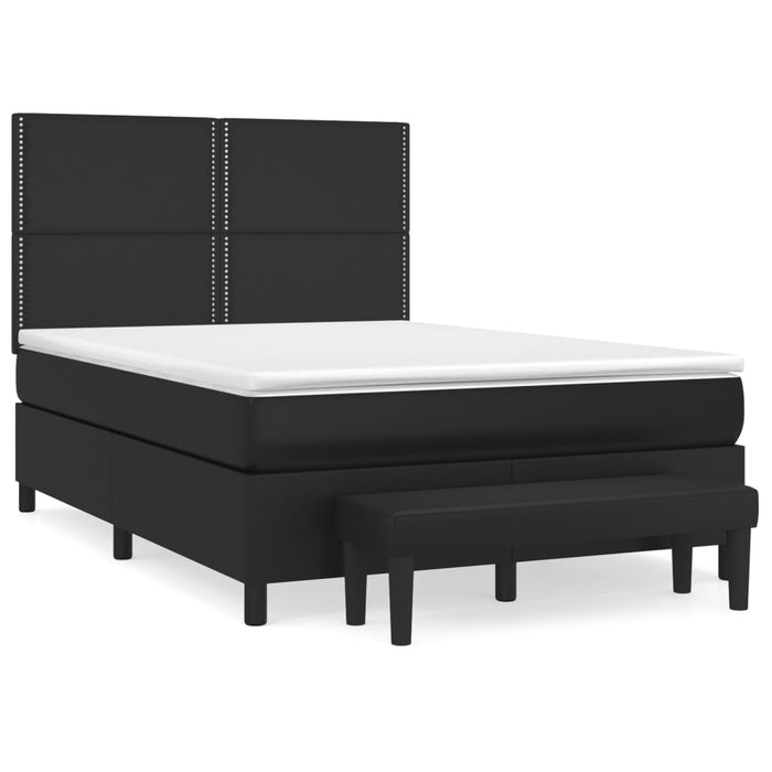 Pat box spring cu saltea, negru, 140x200 cm, piele ecologică - WALTI WALTI