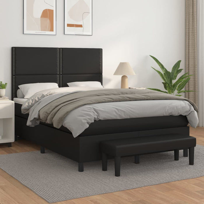 Pat box spring cu saltea, negru, 140x200 cm, piele ecologică - WALTI WALTI
