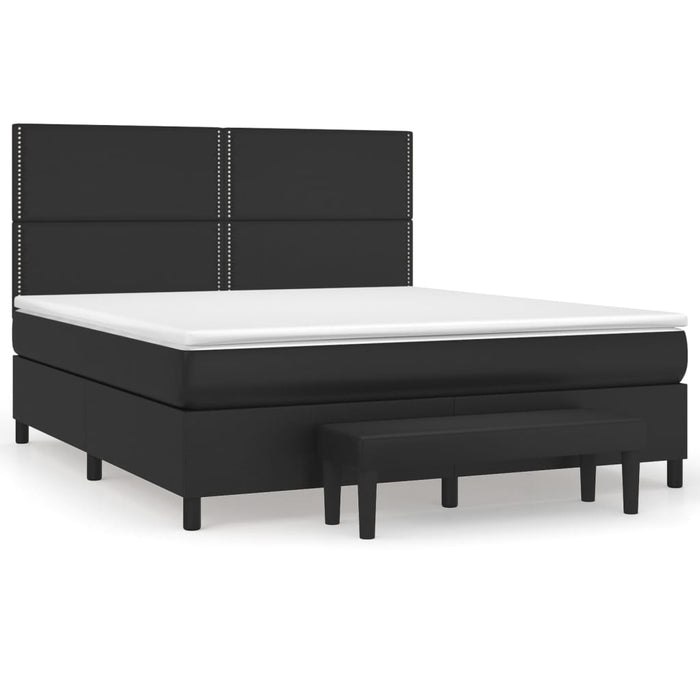 Pat box spring cu saltea, negru, 180x200 cm, piele ecologică - WALTI WALTI