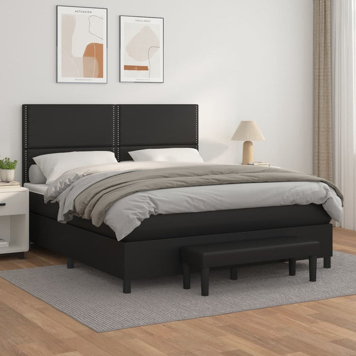 Pat box spring cu saltea, negru, 180x200 cm, piele ecologică - WALTI WALTI
