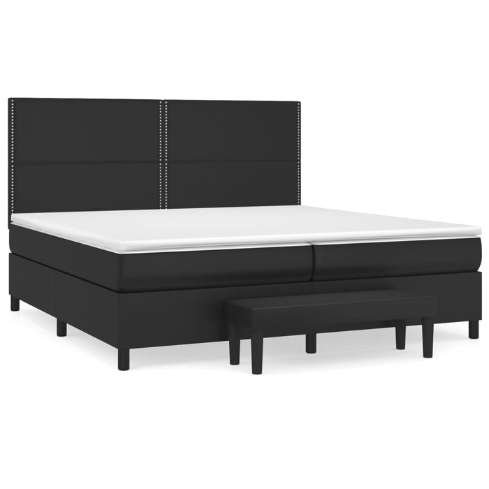 Pat box spring cu saltea, negru, 200x200 cm, piele ecologică - WALTI WALTI