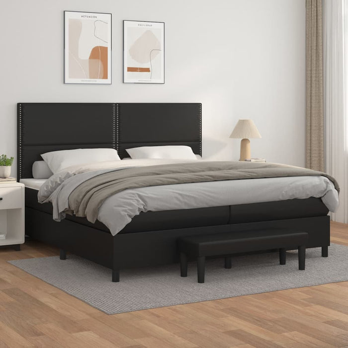 Pat box spring cu saltea, negru, 200x200 cm, piele ecologică - WALTI WALTI