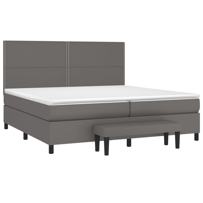 Pat box spring cu saltea, gri, 200x200 cm, piele ecologică - WALTI WALTI